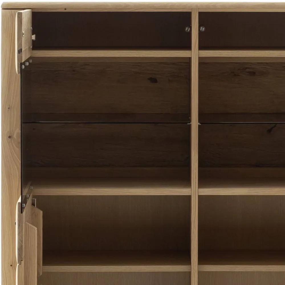 Wohnen Highboards<Vitrinenschrank in Asteiche Hell - Jevedaz