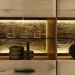 Wohnen Highboards<Vitrinenschrank in Asteiche Hell - Jevedaz