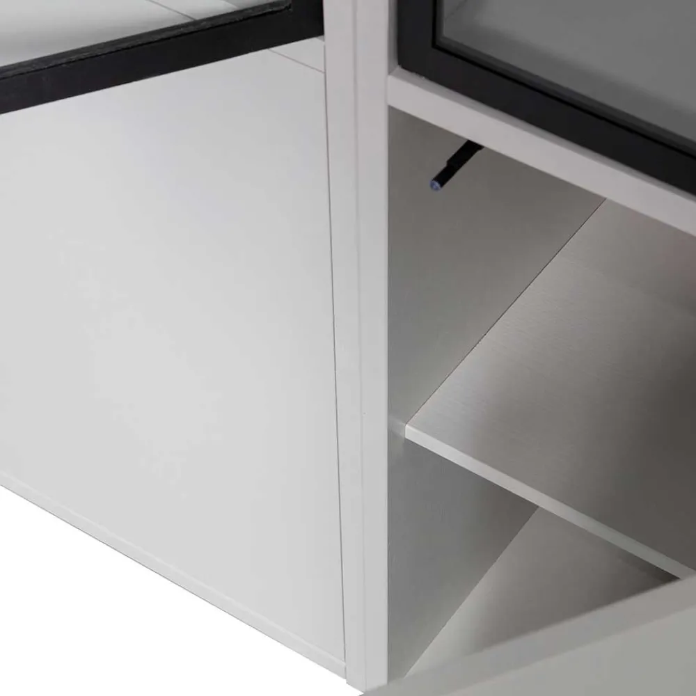 Wohnen Vitrinen<Vitrinenschrank in Hellgrau und Schwarz - Arno