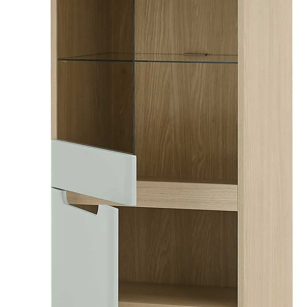 Wohnen Vitrinen<Vitrinenschrank in Mintgrün und Eiche - Armina