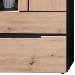 Wohnen Vitrinen<Vitrinenschrank in Wildeiche mit Grau - Kuetra
