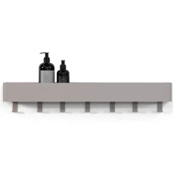 Wohnen Garderoben<Wandablage mit Hakenleiste in Taupe - Suennas