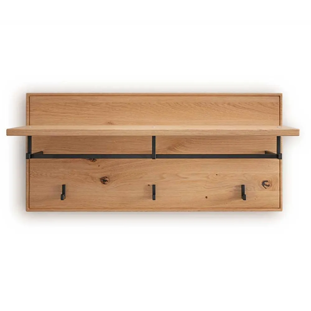 Wohnen Garderoben<Wandgarderobe aus Asteiche Massivholz und Metall - Zonga