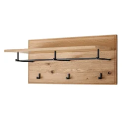 Wohnen Garderoben<Wandgarderobe aus Asteiche Massivholz und Metall - Zonga
