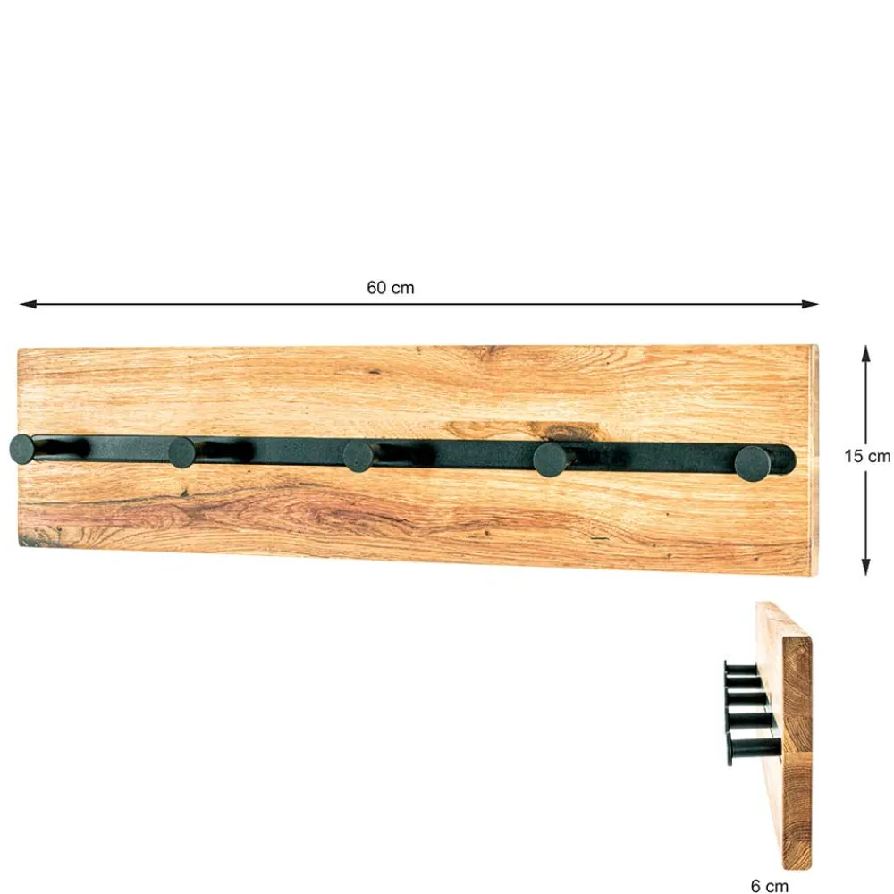 Wohnen Garderoben<Wandgarderobe aus Metall & Eichenholz - Cornello