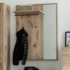 Wohnen Garderoben<Wandgarderobe mit Spiegel in Wildeiche Optik - Vapposia
