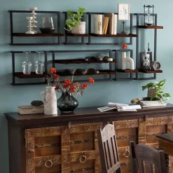 Wohnen Regale<Wandhängeregal aus Recyclingholz Teak - Solapura