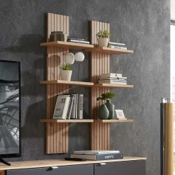 Wohnen Regale<Wandregal in Wildeiche Holzoptik - Hilona