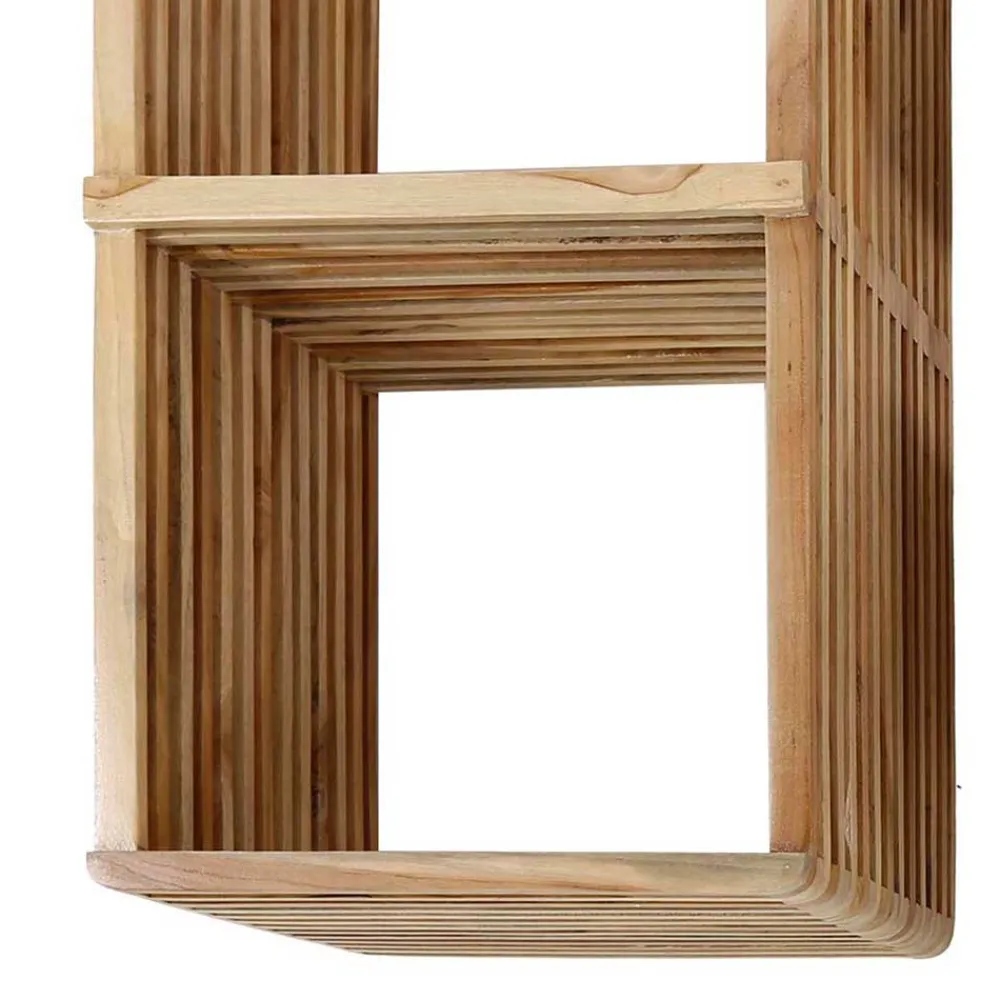 Wohnen Regale<Wandregal Kombi aus Teak verwittert - Seefeld (dreiteilig)