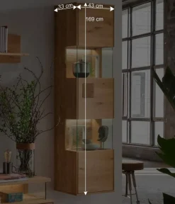 Wohnen Vitrinen<Wand-Vitrine aus Wildeiche Massivholz - Millena