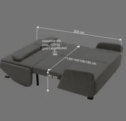 Wohnen Sofas<Webstoff Schlafsofa in Petrol Blau - Fancya