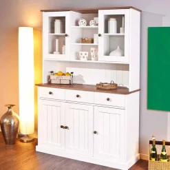 Wohnen Kommoden<Weiß Brauner Buffetschrank aus Kiefernholz - Vatina