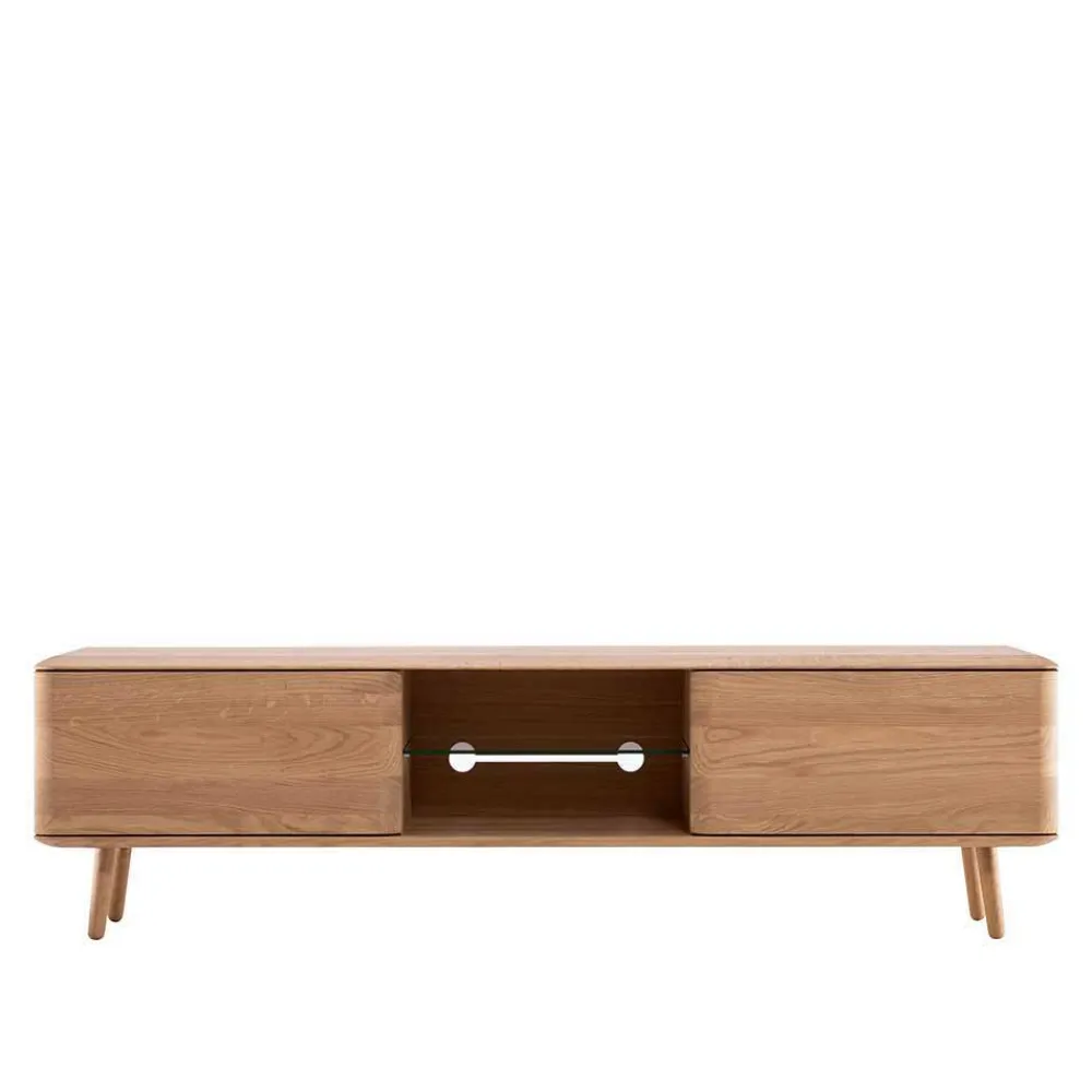 Wohnen Tv & Hifi-Möbel|Lowboards<Weiß geöltes TV Board aus Eiche Massivholz - Bakaras