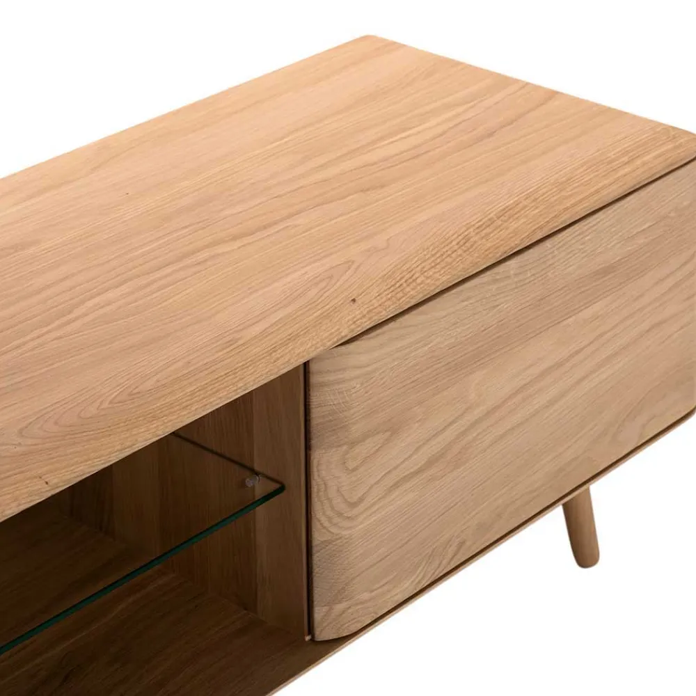 Wohnen Tv & Hifi-Möbel|Lowboards<Weiß geöltes TV Board aus Eiche Massivholz - Bakaras