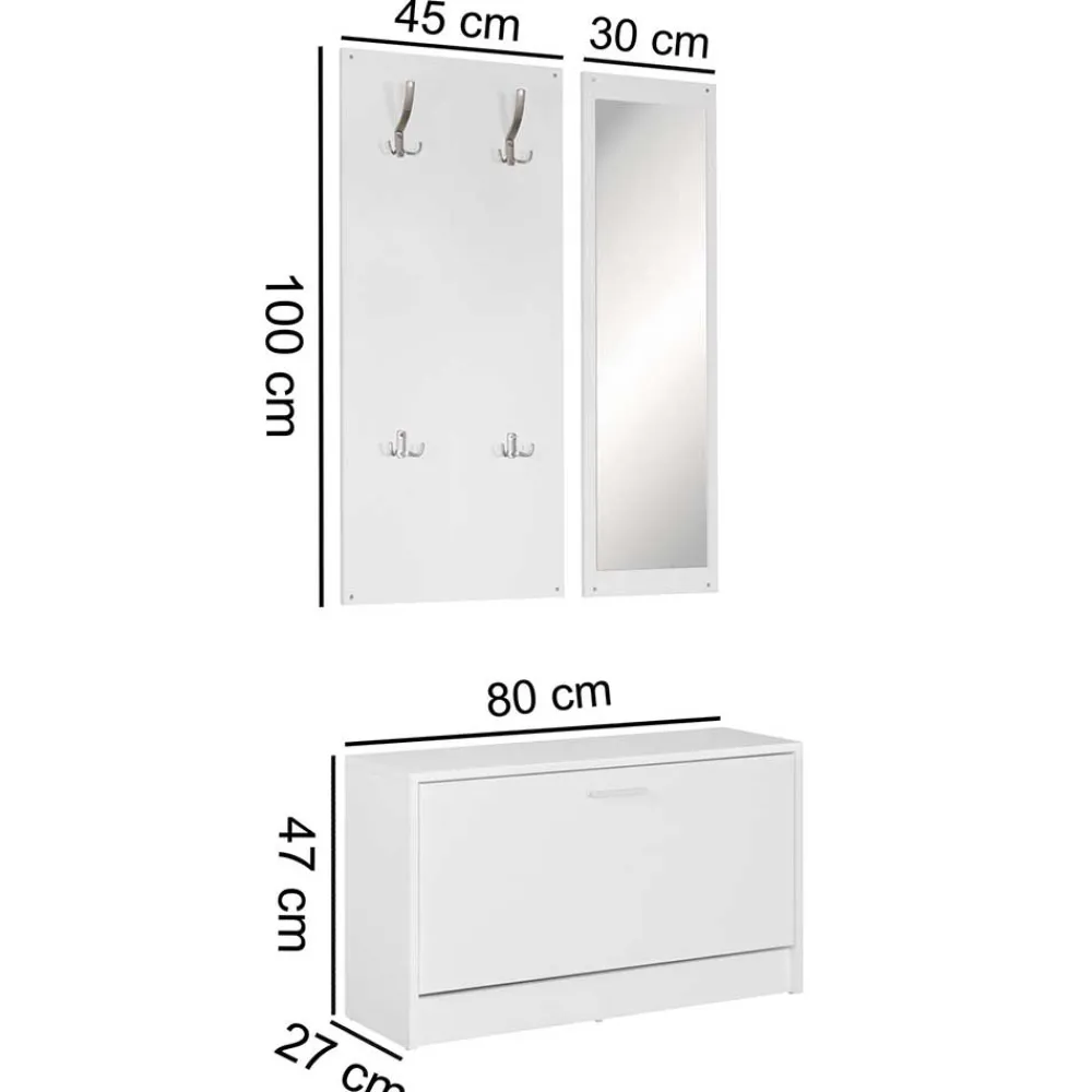 Wohnen Garderoben<Weiße Garderobenmöbel Set - Mats (dreiteilig)