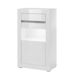 Wohnen Wohnwände<Weiße Hochglanzmöbel für das Wohnzimmer Mextra optional mit LED (vierteilig)