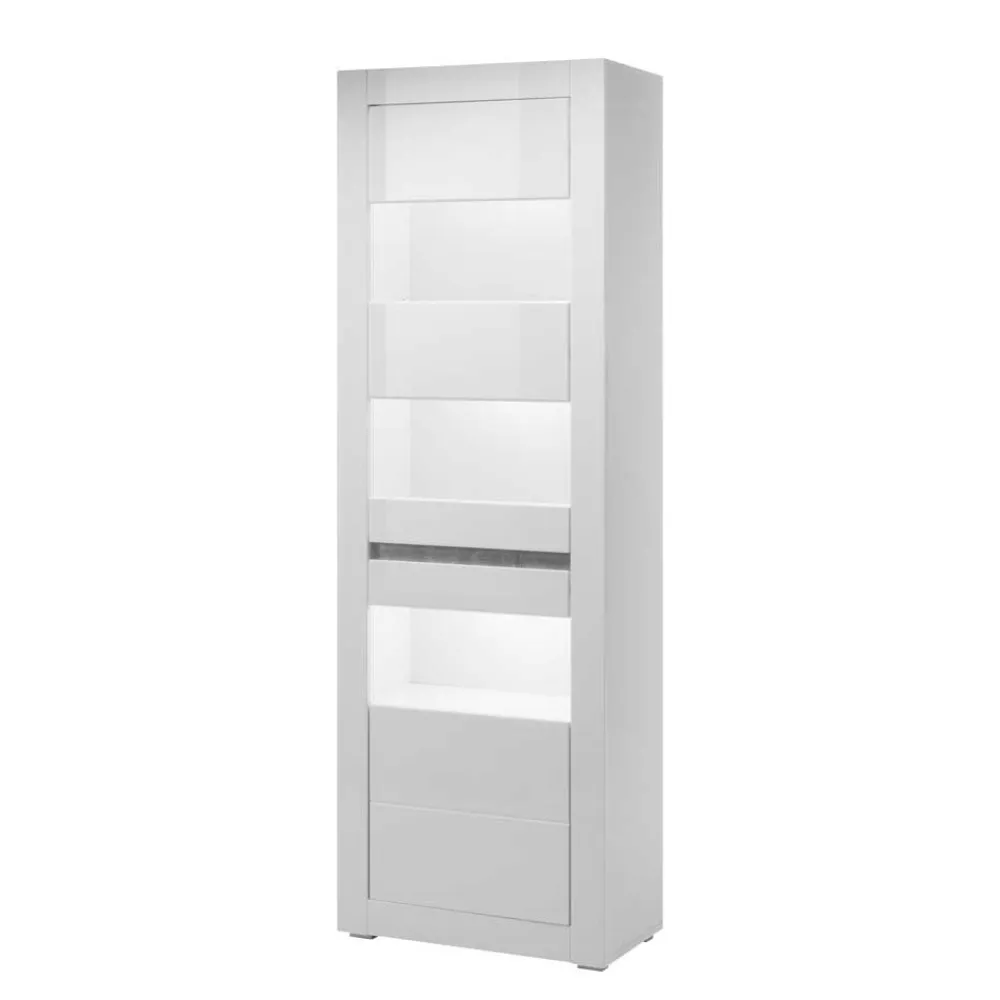 Wohnen Wohnwände<Weiße Hochglanzmöbel für das Wohnzimmer Mextra optional mit LED (vierteilig)