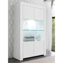 Wohnen Vitrinen<Weiße Wohnzimmer Vitrine mit zwei Türen - Mikes