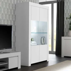 Wohnen Vitrinen<Weiße Wohnzimmer Vitrine mit zwei Türen - Mikes