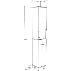 Wohnen Schränke<Weißer Badezimmer Hochschrank 30x185x31 cm - Huanga