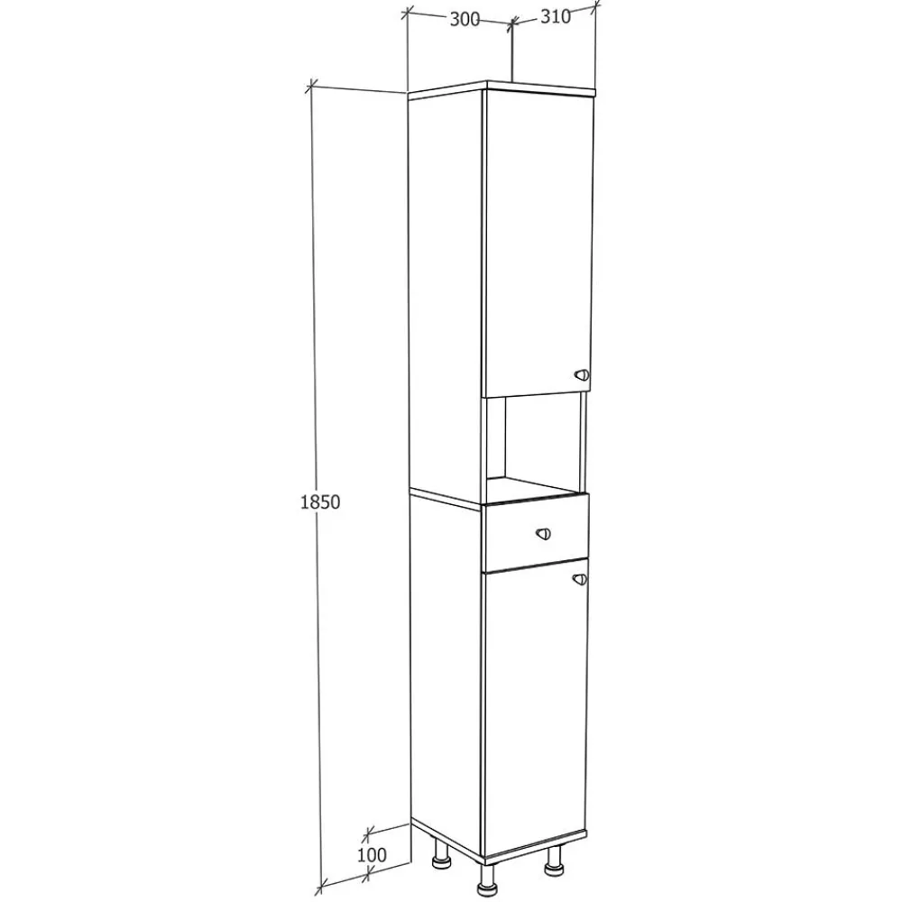 Wohnen Schränke<Weißer Badezimmer Hochschrank 30x185x31 cm - Huanga
