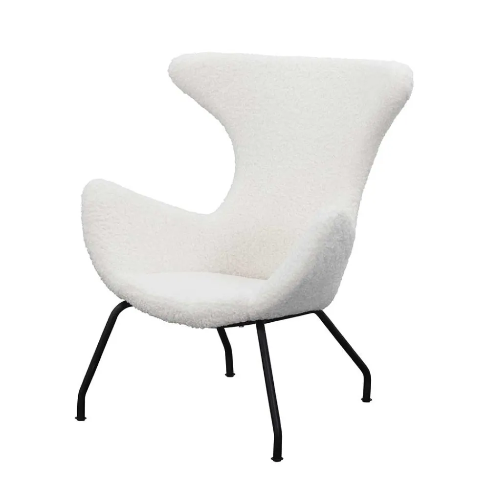 Wohnen Sessel<Weißer Design Ohrensessel mit Plüschbezug - Nicrobar
