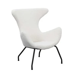 Wohnen Sessel<Weißer Design Ohrensessel mit Plüschbezug - Nicrobar