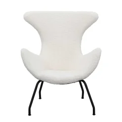 Wohnen Sessel<Weißer Design Ohrensessel mit Plüschbezug - Nicrobar