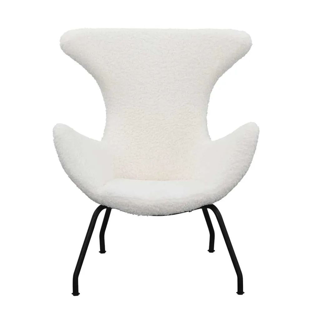 Wohnen Sessel<Weißer Design Ohrensessel mit Plüschbezug - Nicrobar