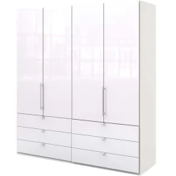 Wohnen Kleiderschränke<Weißer Falttüren Kleiderschrank glasbeschichtet - Dolienca