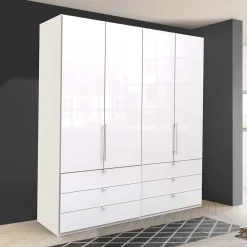 Wohnen Kleiderschränke<Weißer Falttüren Kleiderschrank glasbeschichtet - Dolienca