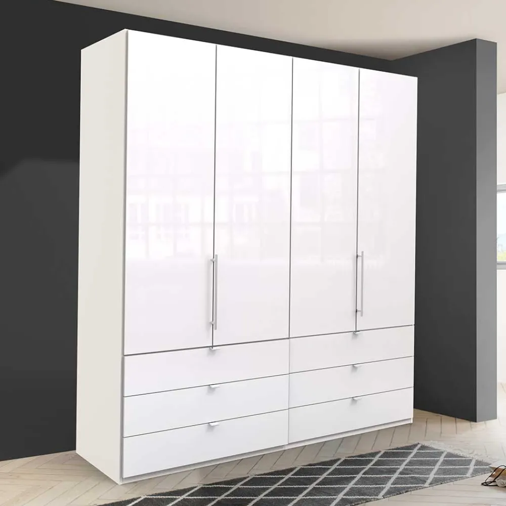 Wohnen Kleiderschränke<Weißer Falttüren Kleiderschrank glasbeschichtet - Dolienca