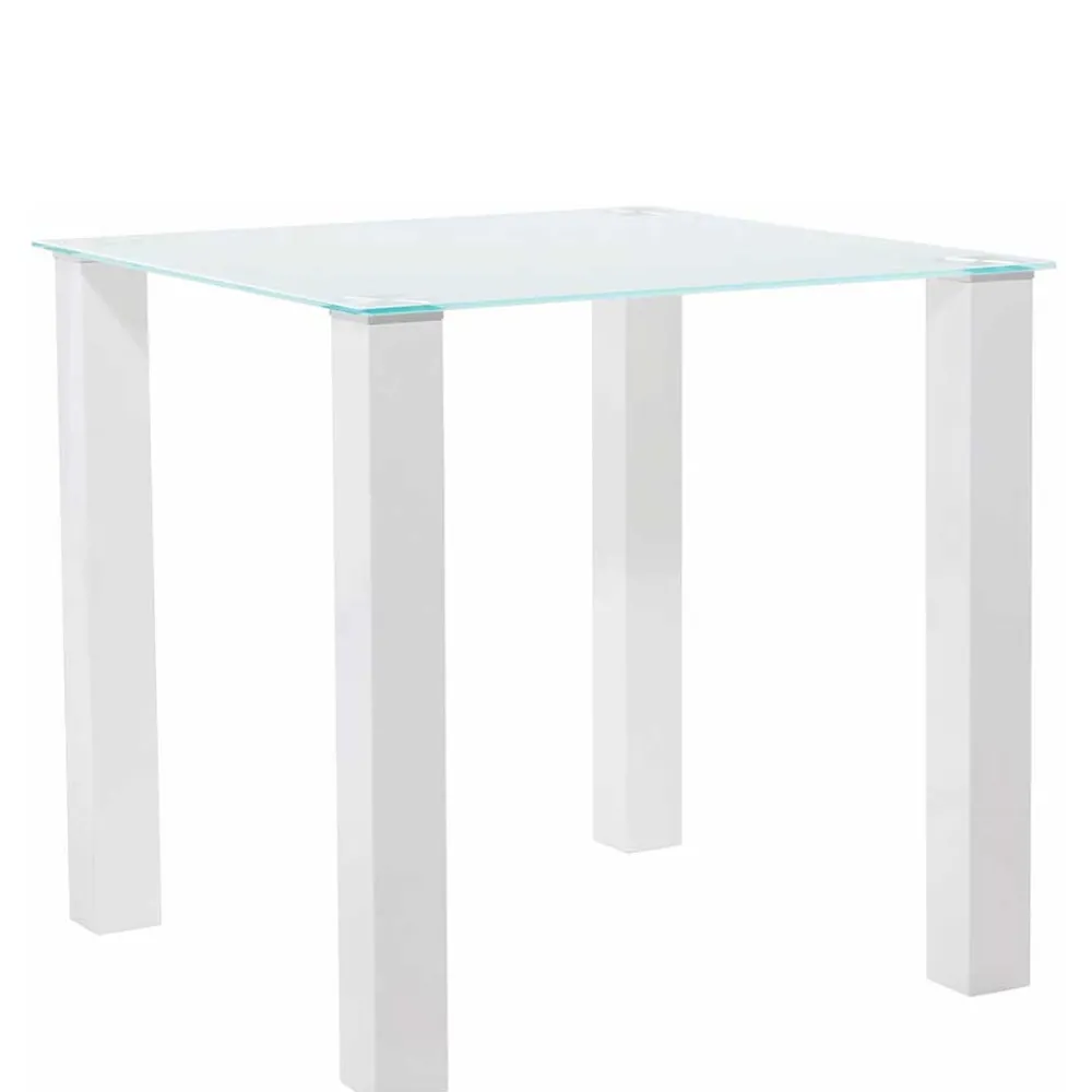 Wohnen Tische<Weißer Hochglanz Tisch mit Glasplatte - Richard