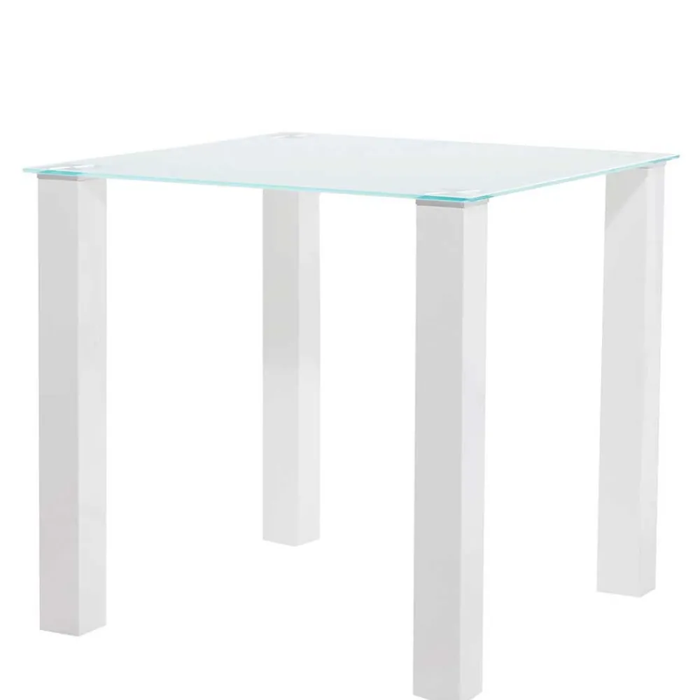 Wohnen Tische<Weißer Hochglanz Tisch mit Glasplatte - Richard