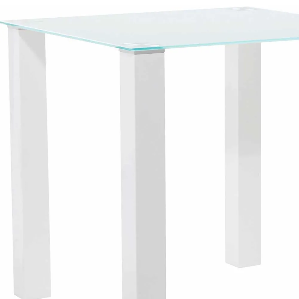 Wohnen Tische<Weißer Hochglanz Tisch mit Glasplatte - Richard