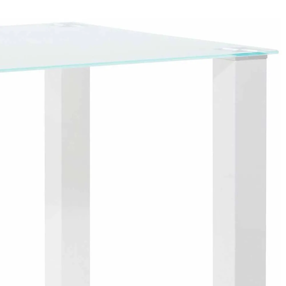 Wohnen Tische<Weißer Hochglanz Tisch mit Glasplatte - Richard
