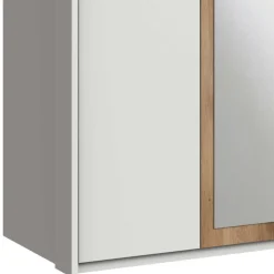 Wohnen Kleiderschränke|Schränke<Weißer Kleiderschrank mit Plankeneiche 225 cm breit - Leela