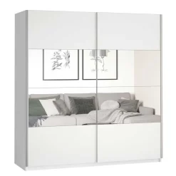 Wohnen Kleiderschränke<Weißer Kleiderschrank mit Spiegel - Juleste