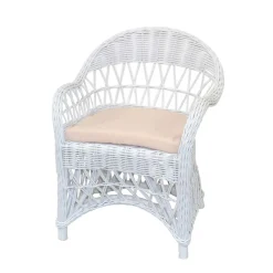 Wohnen Sessel<Weißer Korbsessel aus Rattan Geflecht - Kuraico