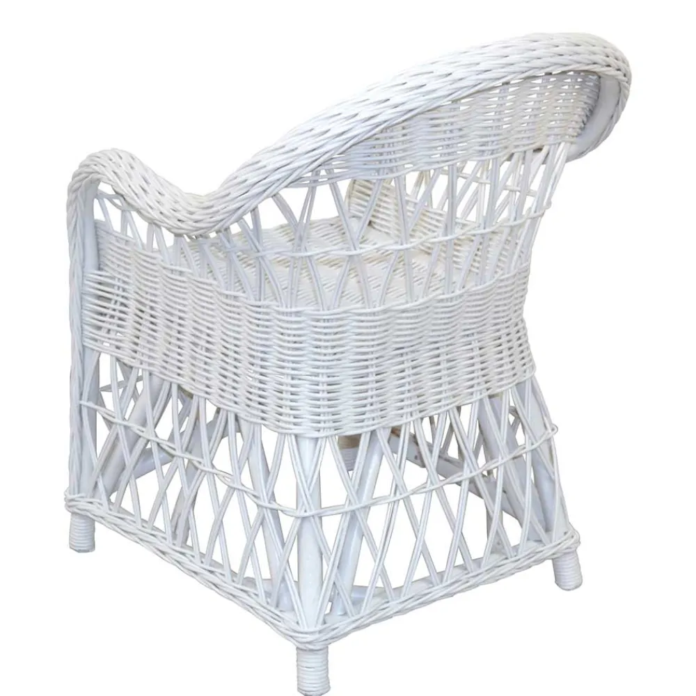Wohnen Sessel<Weißer Korbsessel aus Rattan Geflecht - Kuraico