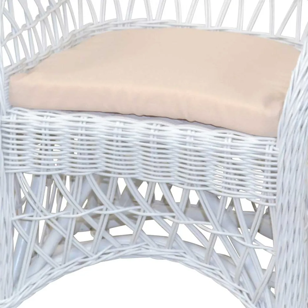 Wohnen Sessel<Weißer Korbsessel aus Rattan Geflecht - Kuraico