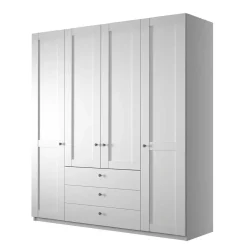 Wohnen Kleiderschränke<Weißer Schlafzimmerschrank 4-türig & 3 Schubladen - Flinn I