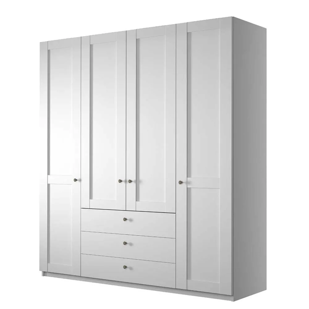Wohnen Kleiderschränke<Weißer Schlafzimmerschrank 4-türig & 3 Schubladen - Flinn I