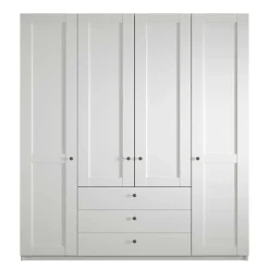 Wohnen Kleiderschränke<Weißer Schlafzimmerschrank 4-türig & 3 Schubladen - Flinn I