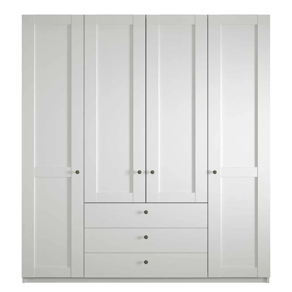 Wohnen Kleiderschränke<Weißer Schlafzimmerschrank 4-türig & 3 Schubladen - Flinn I