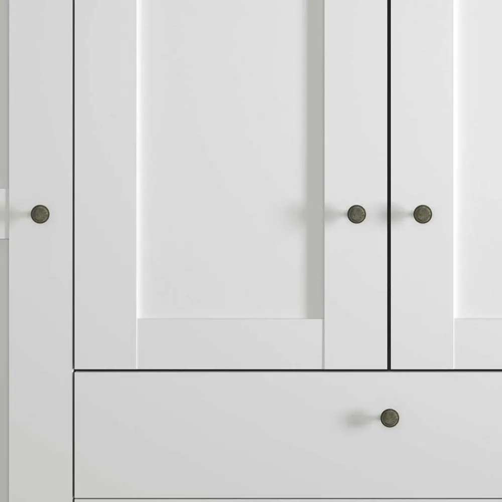 Wohnen Kleiderschränke<Weißer Schlafzimmerschrank 4-türig & 3 Schubladen - Flinn I