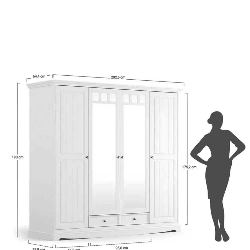 Wohnen Kleiderschränke|Schränke<Weißer Schlafzimmerschrank im Landhausstil - Indico