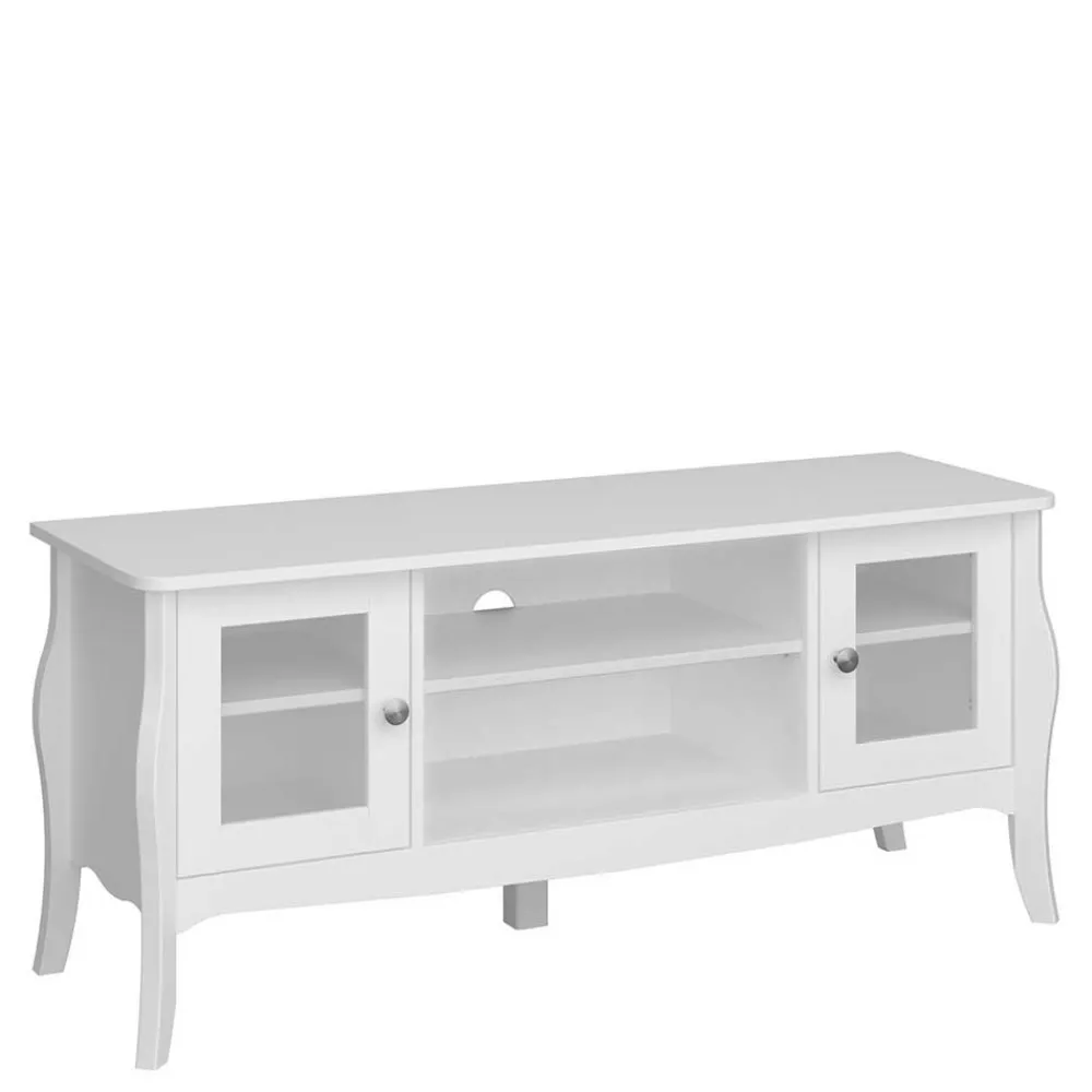 Wohnen Tv & Hifi-Möbel|Lowboards<Weißer TV Unterschrank mit zwei Glastüren - Dosalino