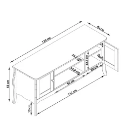 Wohnen Tv & Hifi-Möbel|Lowboards<Weißer TV Unterschrank mit zwei Glastüren - Dosalino