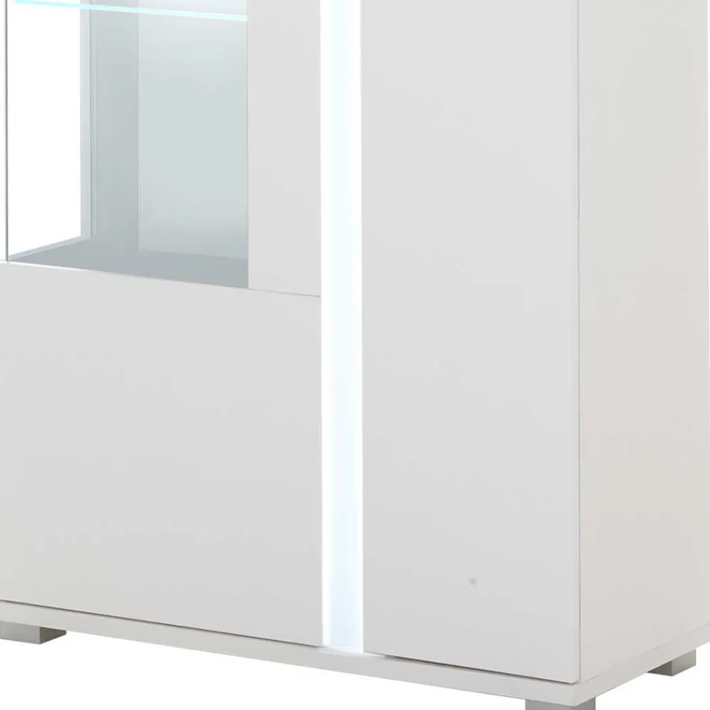 Wohnen Vitrinen<Weißer Vitrinenschrank mit LED Beleuchtung - Tirol